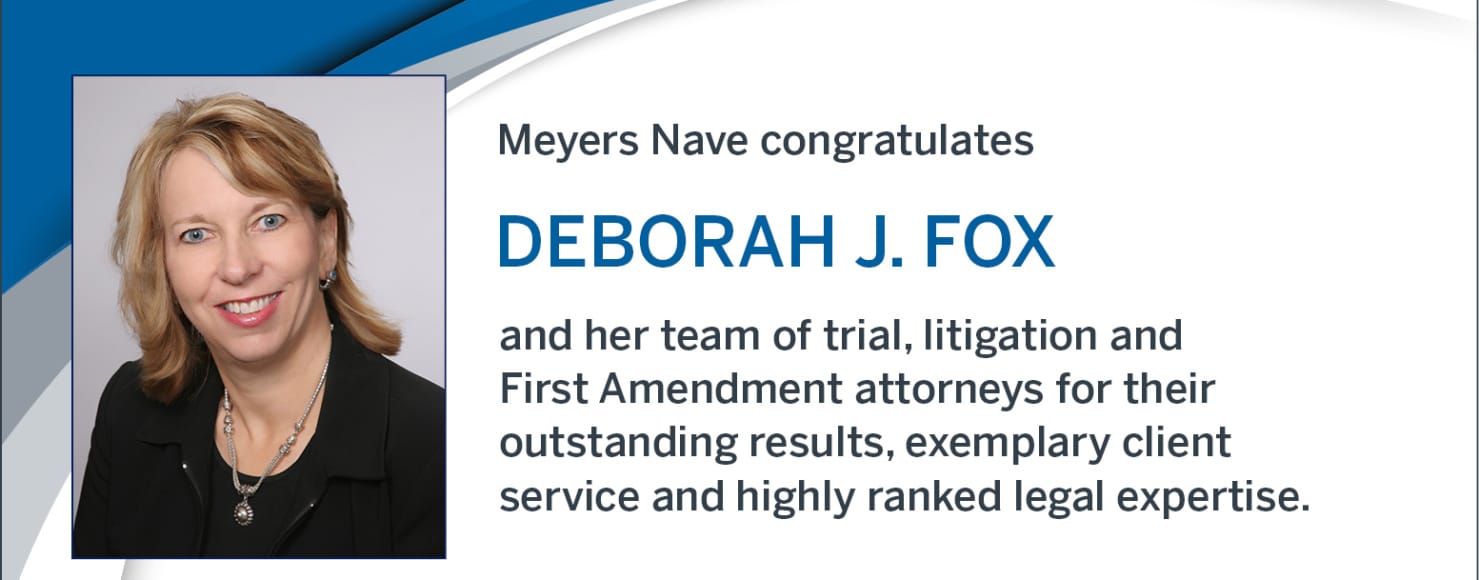 Announcement for Deborah Fox, "Most Influential Women Lawyers In Los Angeles"