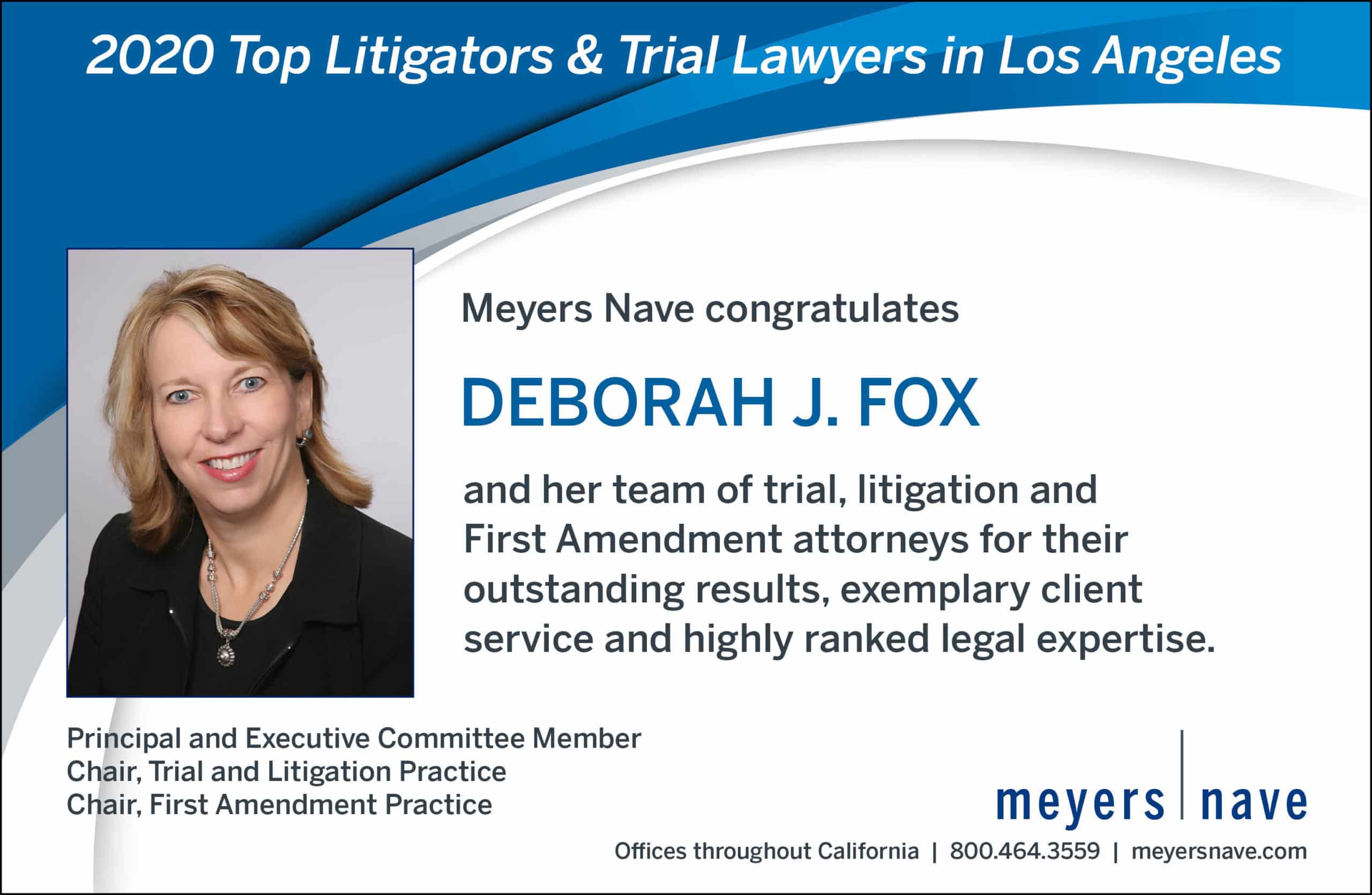 Deborah Fox Award Top Litigators and Trial Lawyers 2020